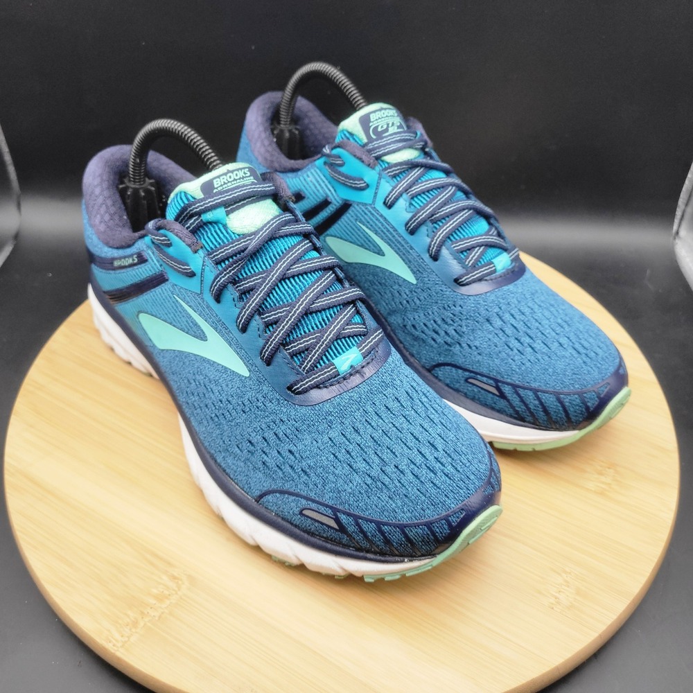 Brooks Adrenaline GTS 18 Womens Blue Teal Running Shoes 1202681B495